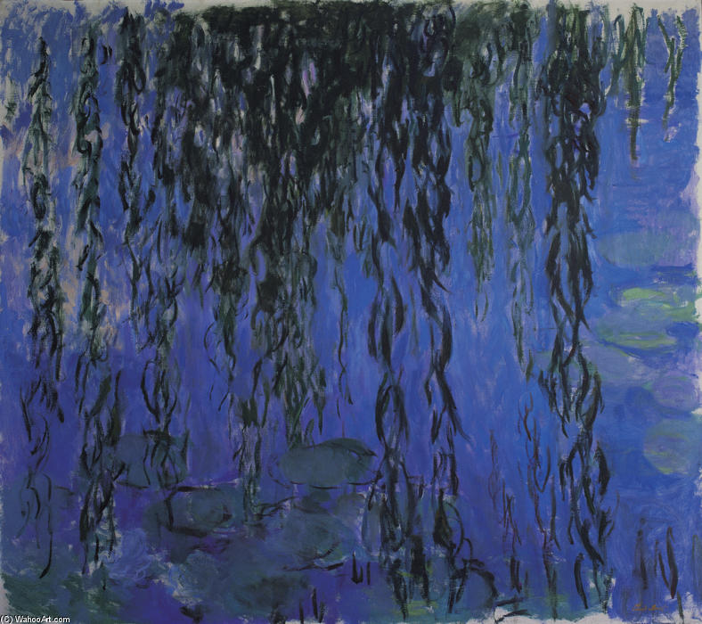Wikioo.org - The Encyclopedia of Fine Arts - Painting, Artwork by Claude Monet - Water Lilies and Weeping Willow Branches