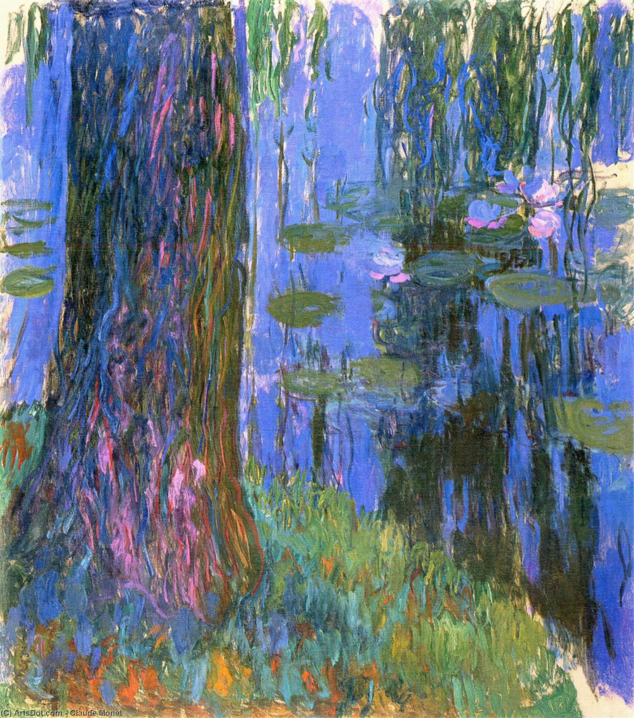 Wikioo.org – La Enciclopedia de las Bellas Artes - Pintura, Obras de arte de Claude Monet - Sauce que llora y el Agua-Lirio Estanque