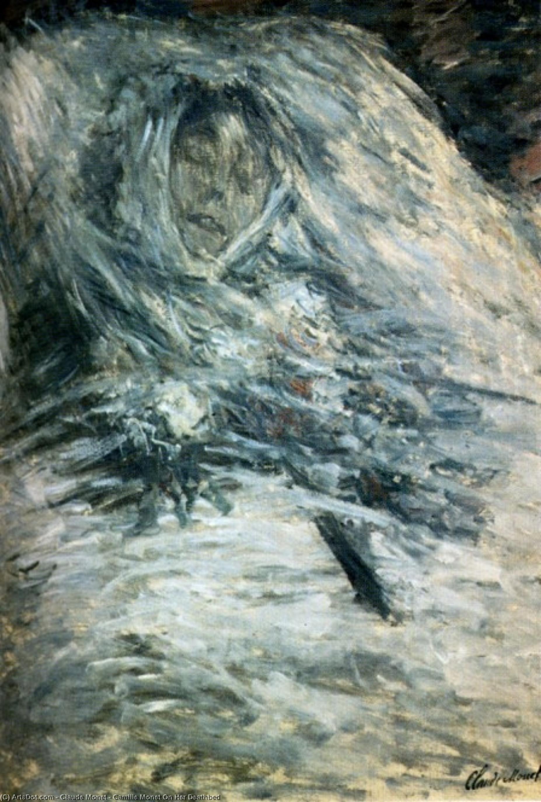 Wikioo.org - Die Enzyklopädie bildender Kunst - Malerei, Kunstwerk von Claude Monet - camille monet auf ihrem sterbebett