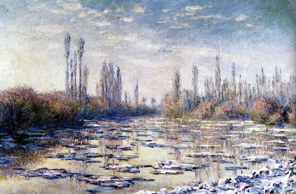 Wikioo.org - The Encyclopedia of Fine Arts - Painting, Artwork by Claude Monet - Floating Ice Near Vetheuil