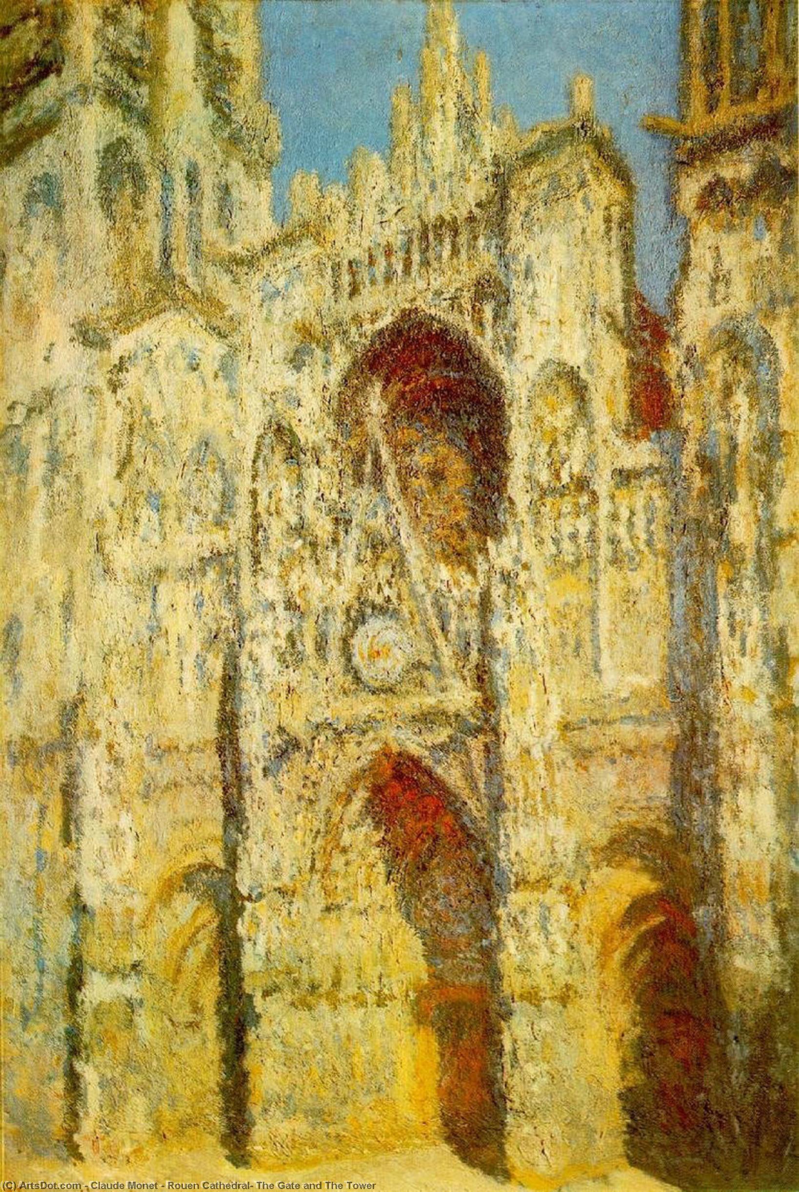 Wikioo.org - The Encyclopedia of Fine Arts - Painting, Artwork by Claude Monet - Rouen Cathedral, The Gate and The Tower