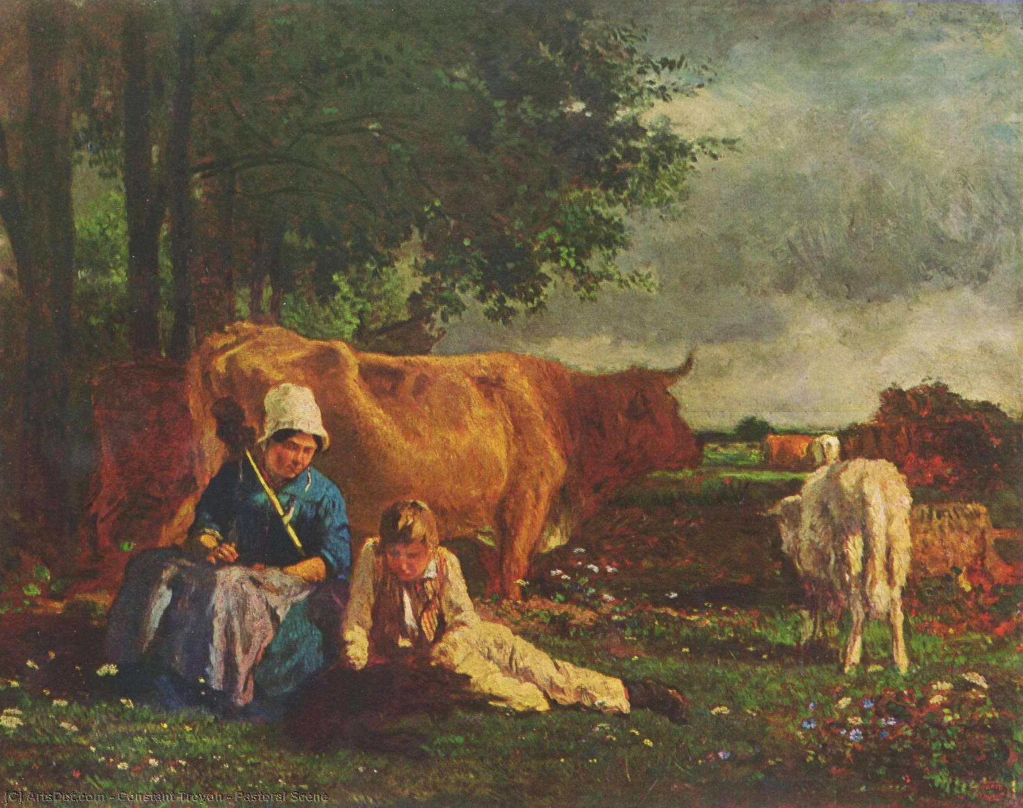 WikiOO.org - Encyclopedia of Fine Arts - Lukisan, Artwork Constant Troyon - Pastoral Scene