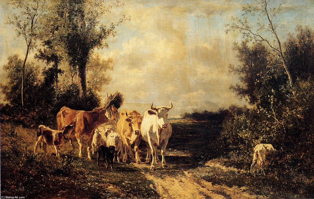 Wikioo.org - The Encyclopedia of Fine Arts - Painting, Artwork by Constant Troyon - Returning From Pasture