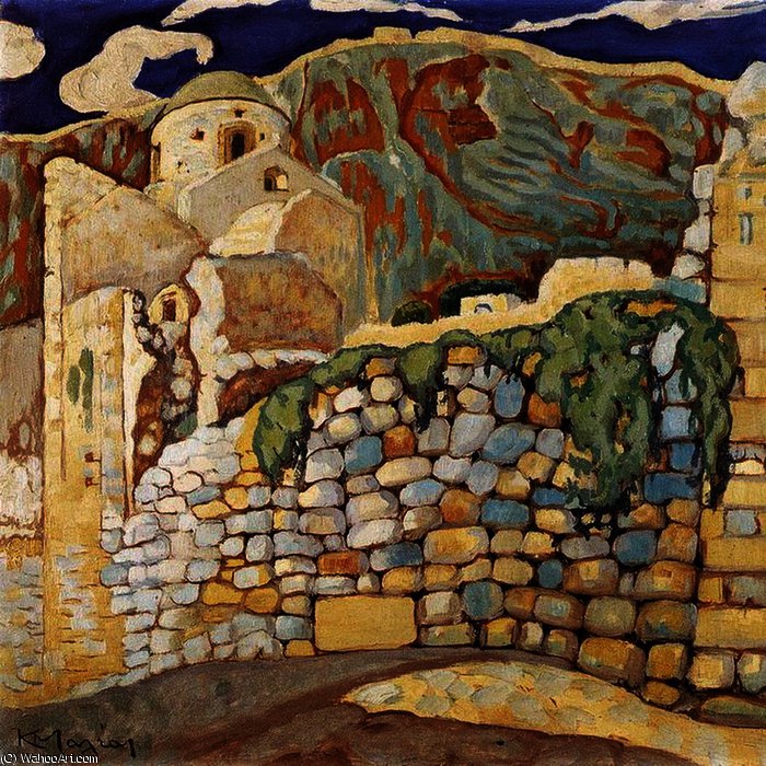 WikiOO.org - Encyclopedia of Fine Arts - Maleri, Artwork Konstantinos Maleas - Castle at Monemvasia