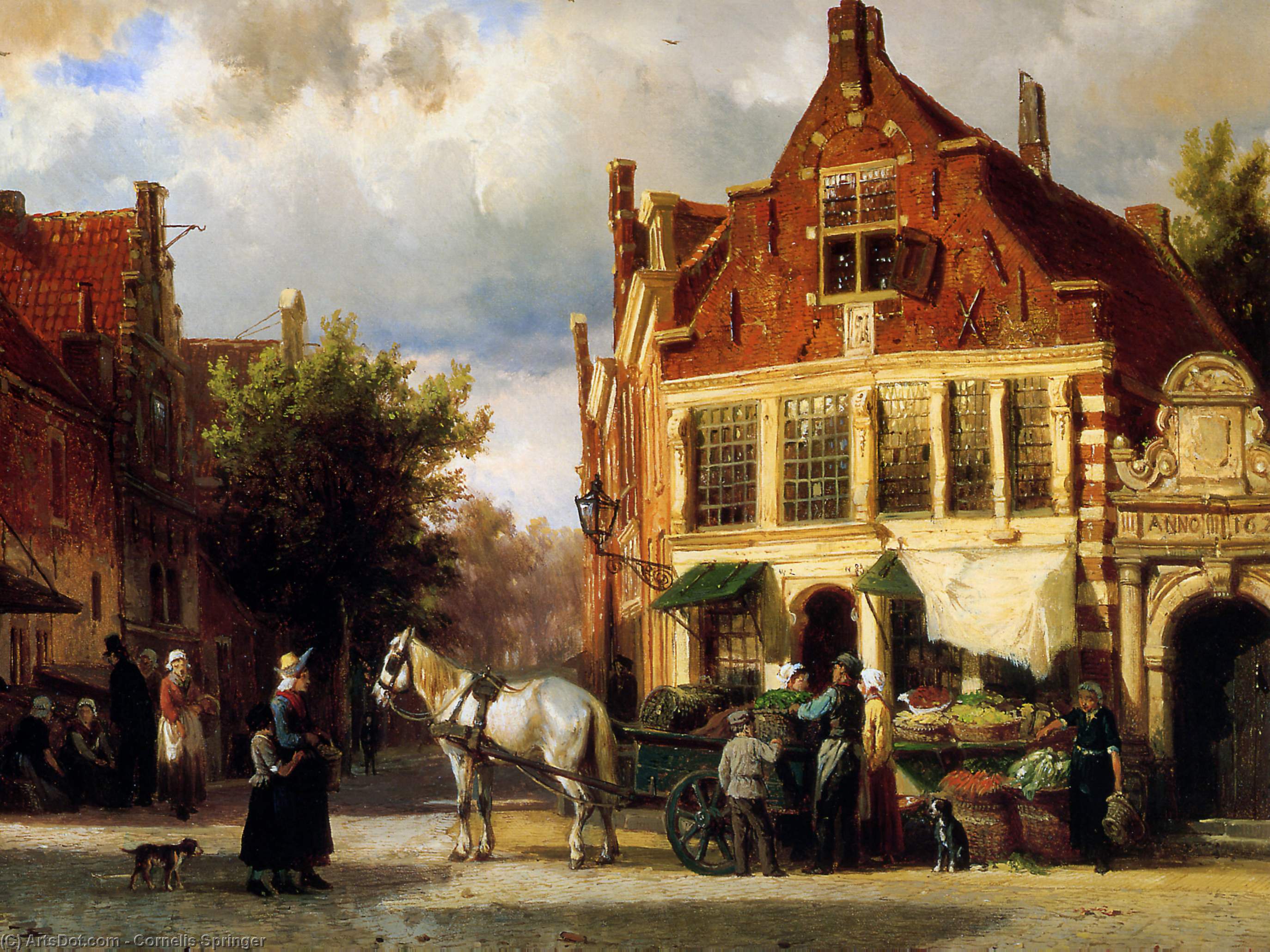 Wikioo.org - The Encyclopedia of Fine Arts - Painting, Artwork by Cornelis Springer - Street scene