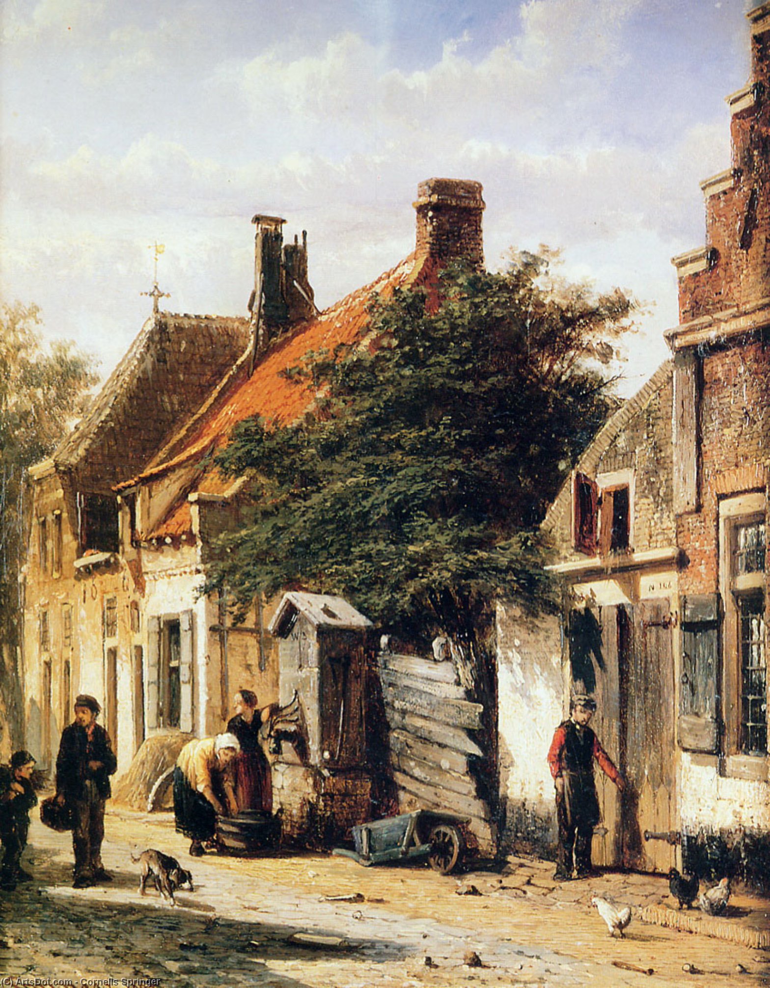 WikiOO.org - Encyclopedia of Fine Arts - Schilderen, Artwork Cornelis Springer - Walstraatje in Harderwijk
