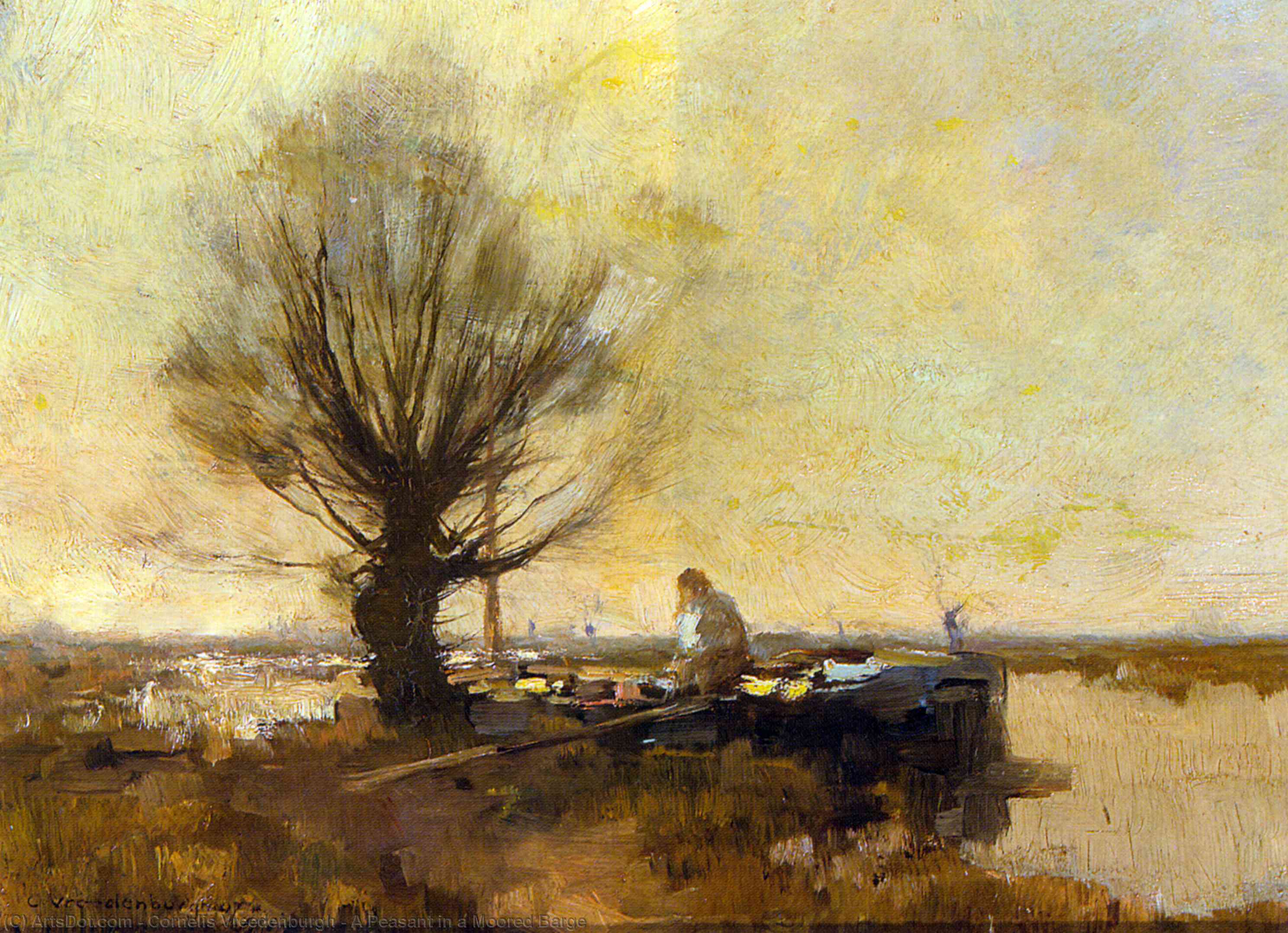 WikiOO.org – 美術百科全書 - 繪畫，作品 Cornelis Vreedenburgh - 在驳船停泊农民