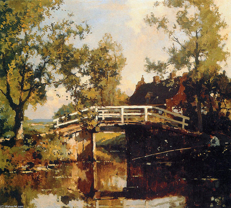 Wikioo.org - The Encyclopedia of Fine Arts - Painting, Artwork by Cornelis Vreedenburgh - Bridge Near Estate Linschoten