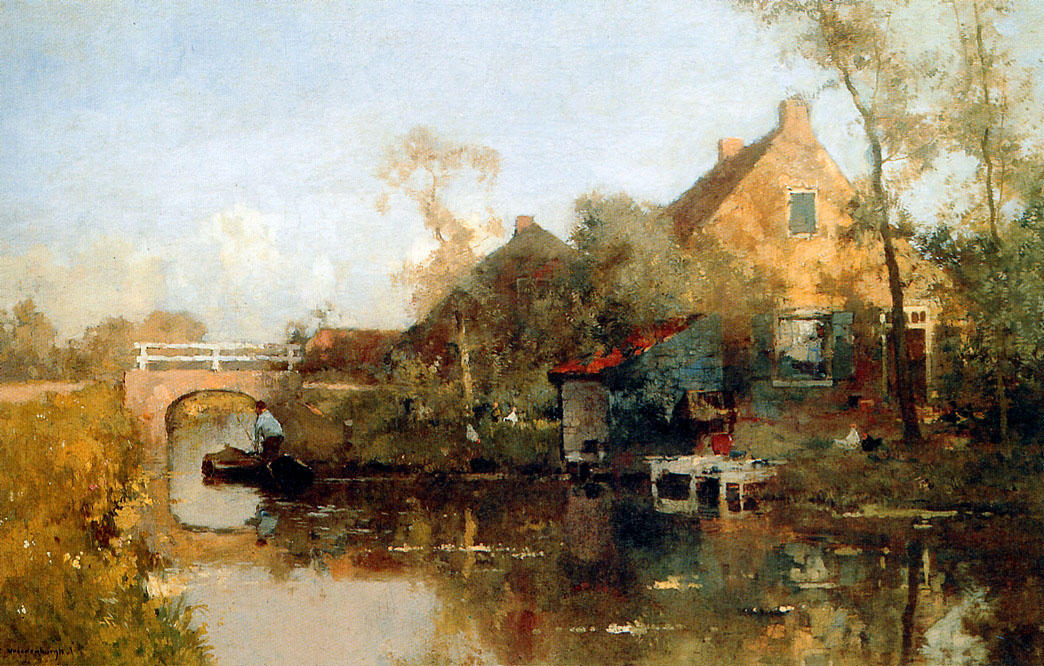 Wikioo.org - The Encyclopedia of Fine Arts - Painting, Artwork by Cornelis Vreedenburgh - Farm next to canal