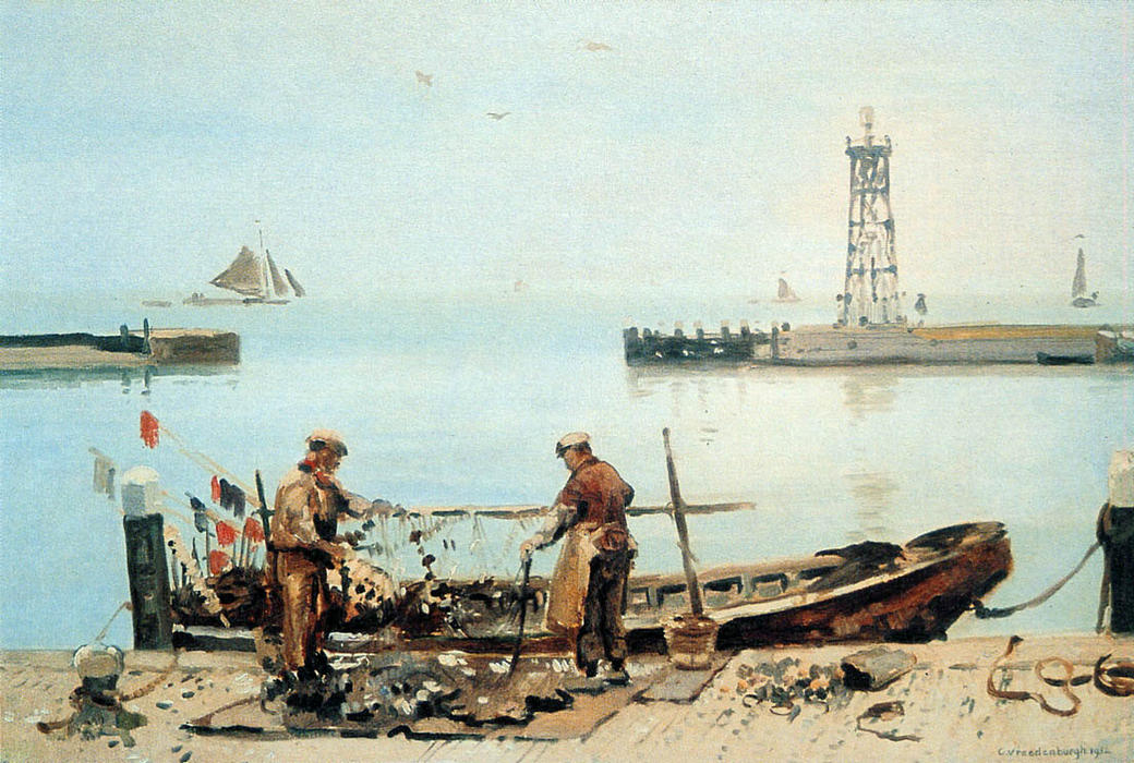 WikiOO.org – 美術百科全書 - 繪畫，作品 Cornelis Vreedenburgh - 渔民