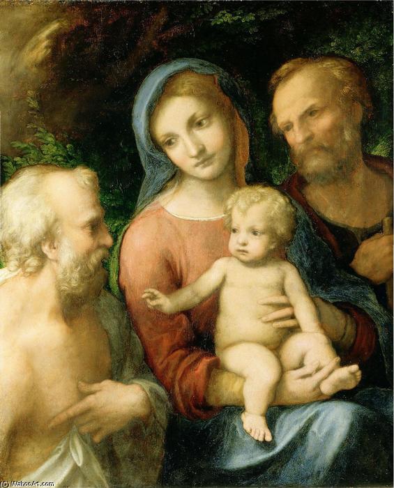 Wikioo.org - The Encyclopedia of Fine Arts - Painting, Artwork by Antonio Allegri Da Correggio - The Holy Family with Saint Jerome
