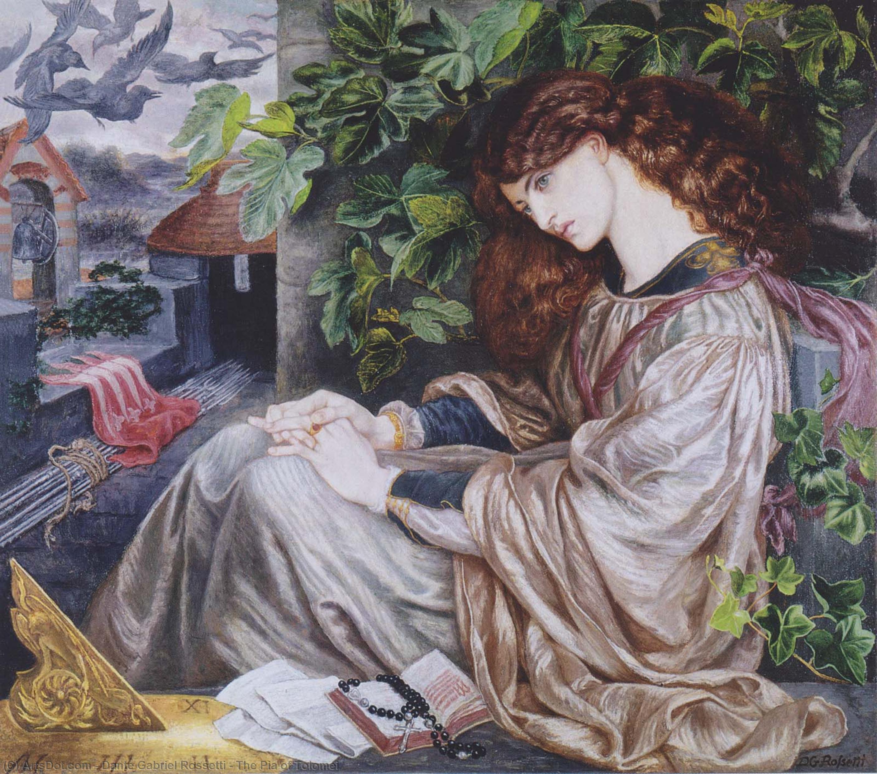 WikiOO.org - Encyclopedia of Fine Arts - Maleri, Artwork Dante Gabriel Rossetti - The Pia of Tolomei