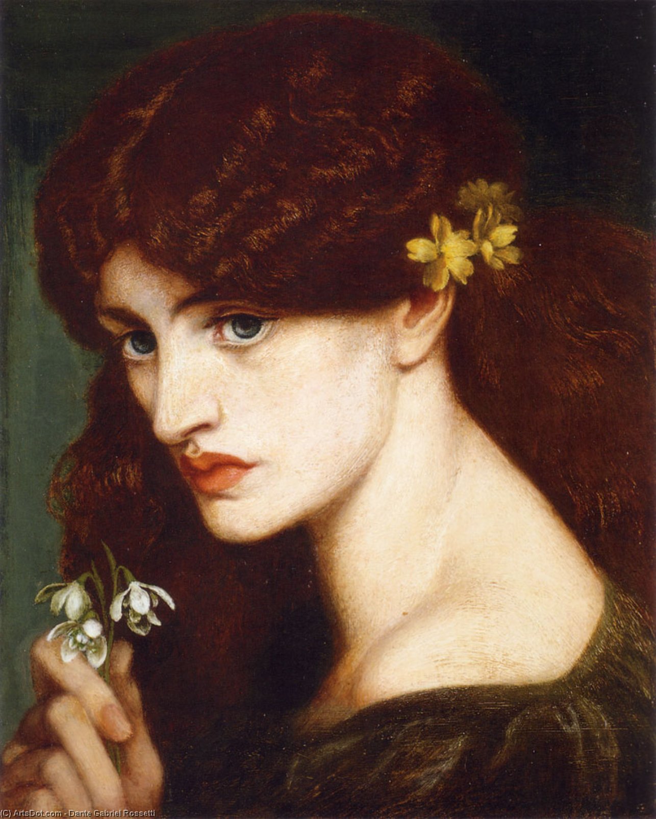 WikiOO.org - دایره المعارف هنرهای زیبا - نقاشی، آثار هنری Dante Gabriel Rossetti - Blanzifiore (Snowdrops)