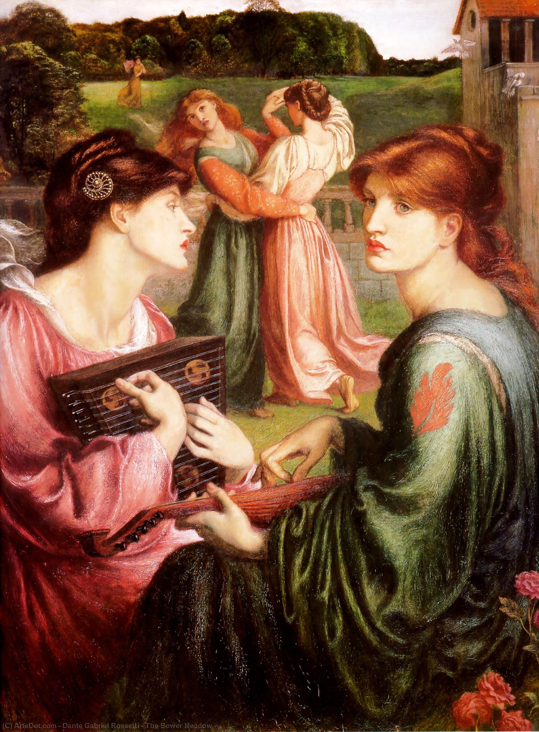 WikiOO.org - Encyclopedia of Fine Arts - Maleri, Artwork Dante Gabriel Rossetti - The Bower Meadow