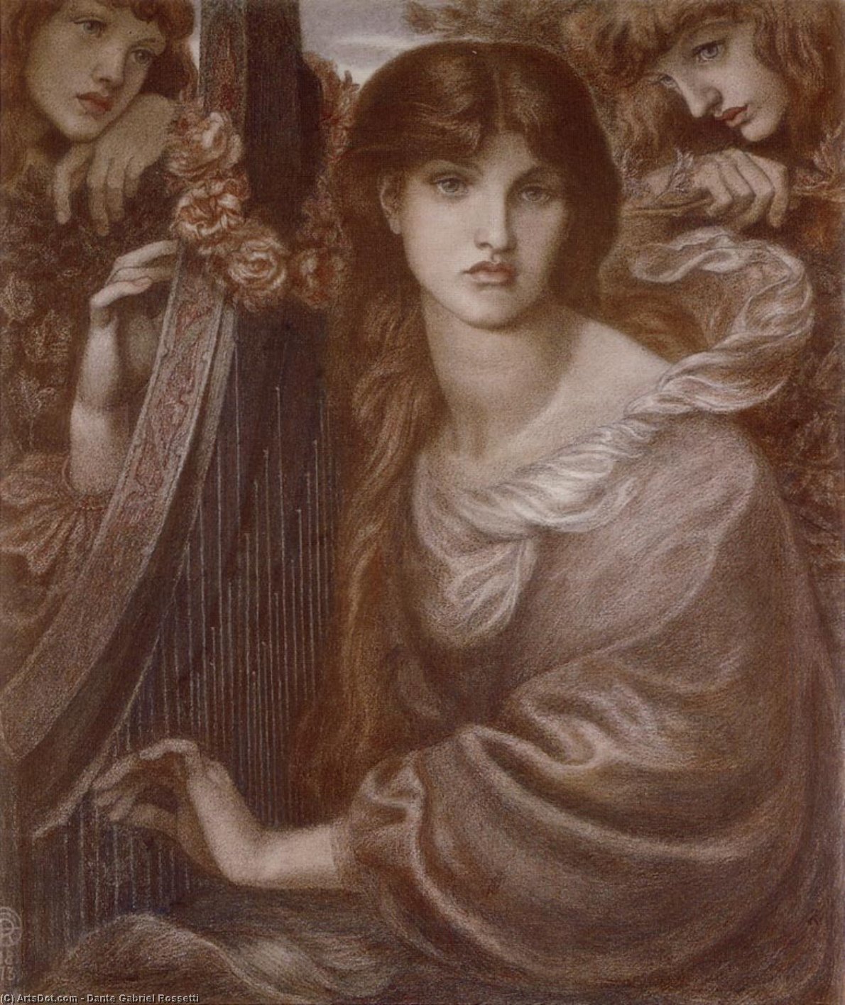 WikiOO.org - Encyclopedia of Fine Arts - Maľba, Artwork Dante Gabriel Rossetti - The Garland