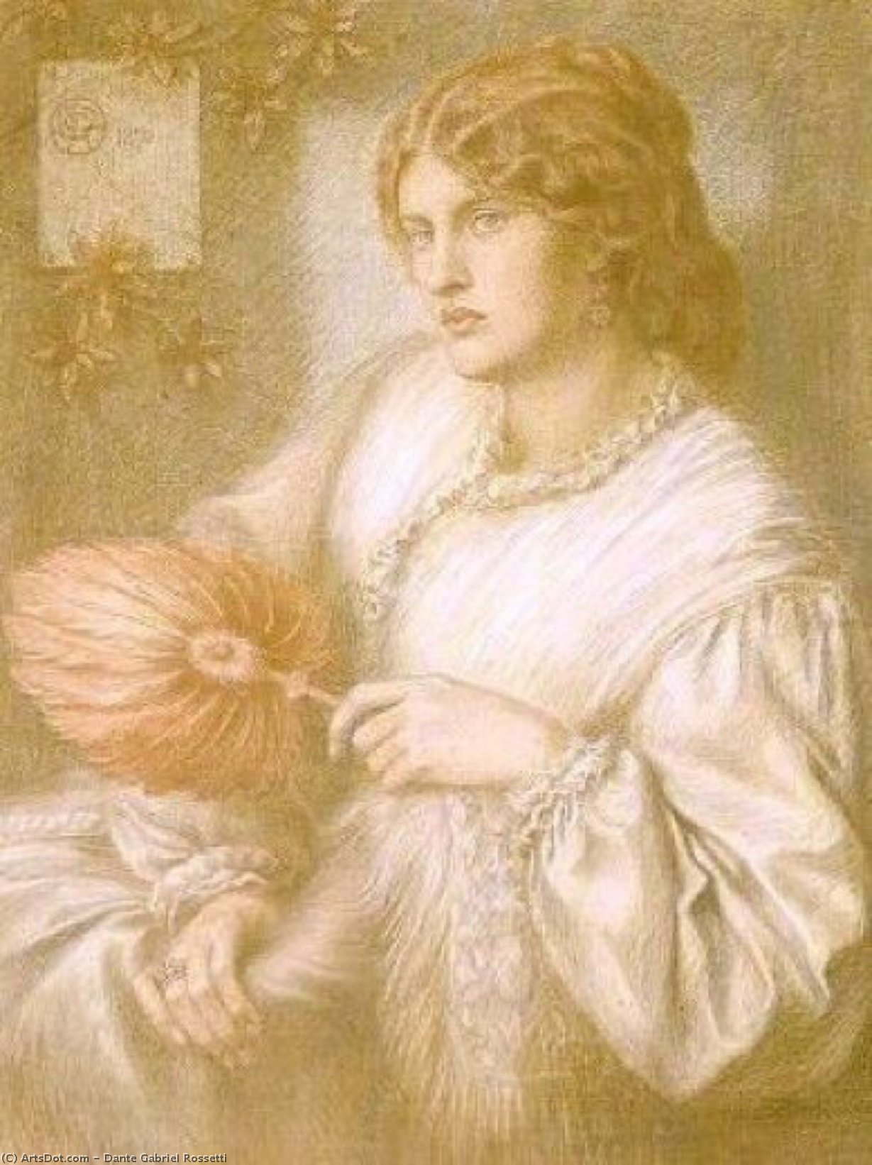 WikiOO.org - Encyclopedia of Fine Arts - Malba, Artwork Dante Gabriel Rossetti - Woman with a Fan