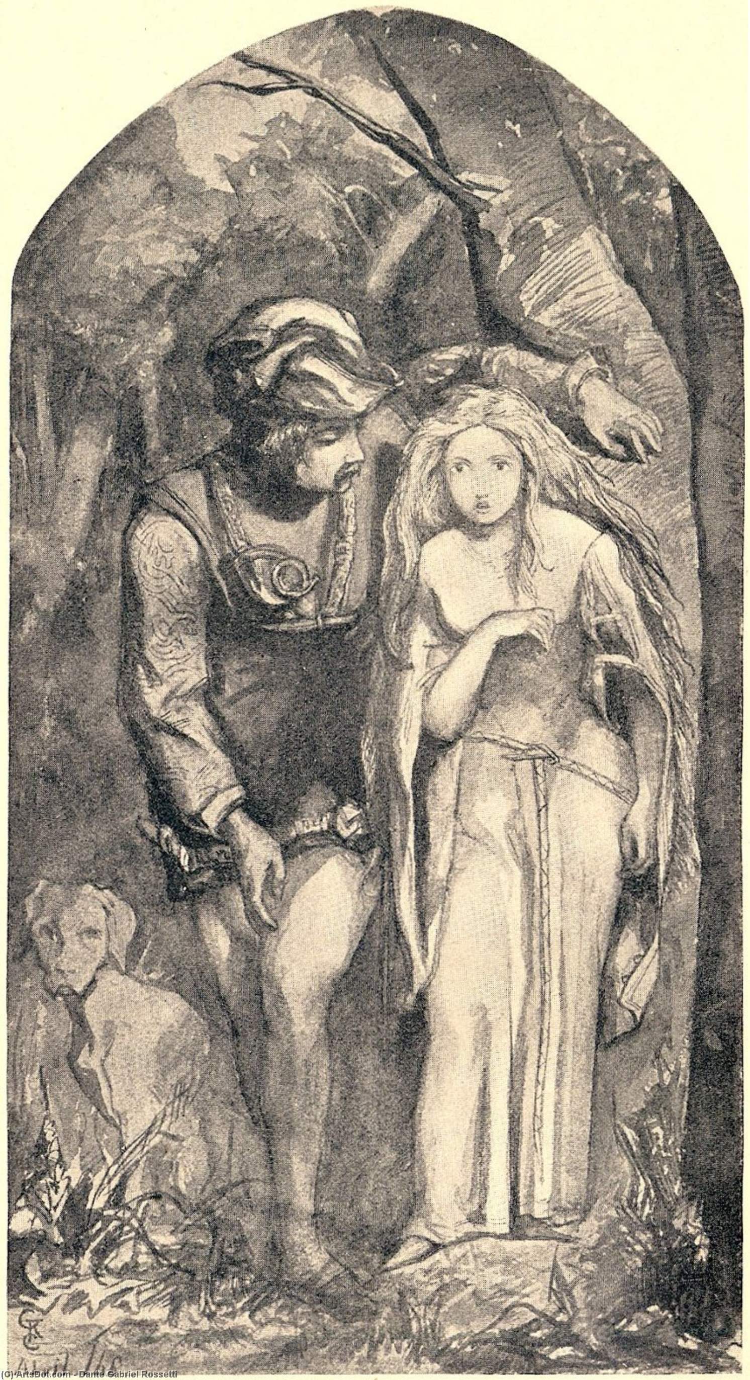 Wikioo.org - Bách khoa toàn thư về mỹ thuật - Vẽ tranh, Tác phẩm nghệ thuật Dante Gabriel Rossetti - The Beautiful Lady Without goods