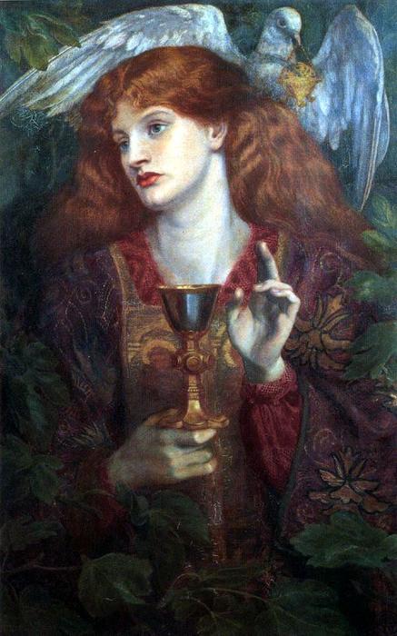 WikiOO.org – 美術百科全書 - 繪畫，作品 Dante Gabriel Rossetti - 在sanct grael或圣杯的年轻女人
