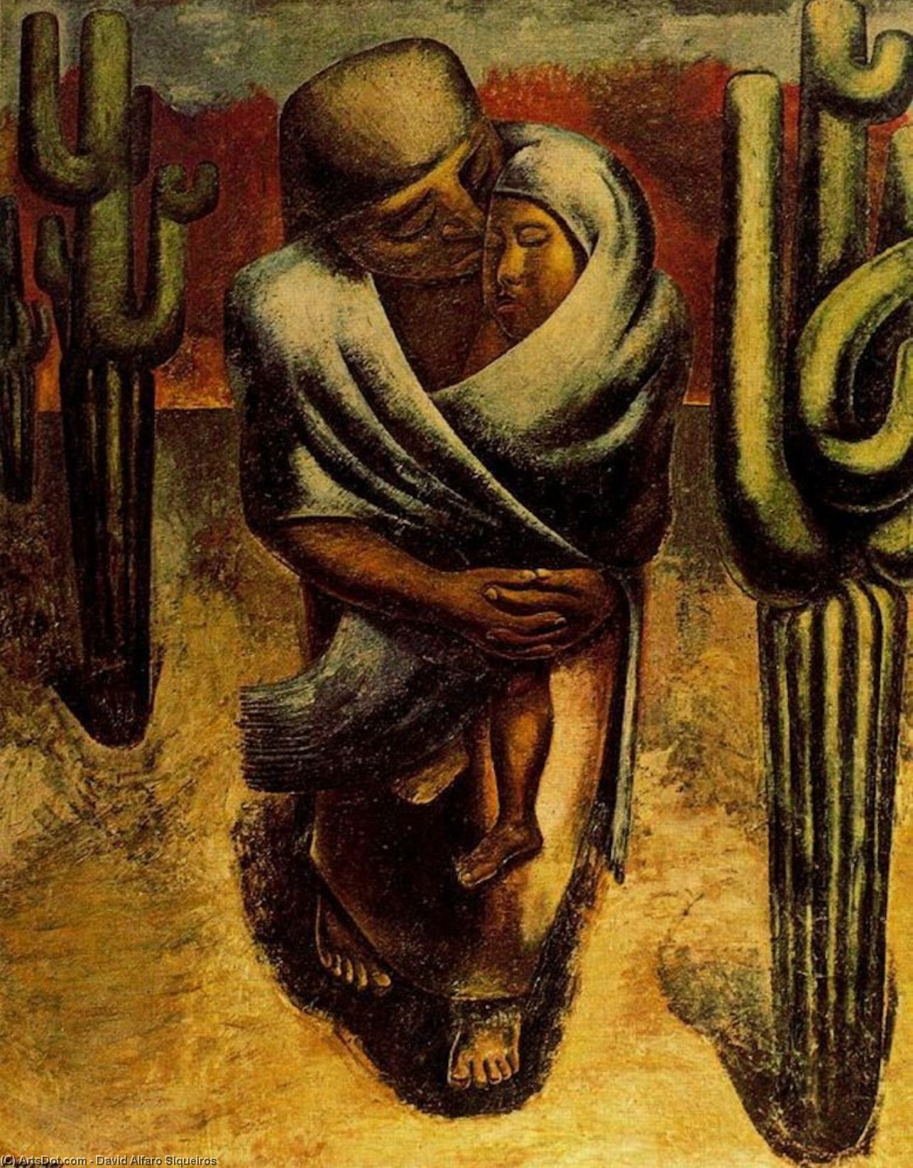 WikiOO.org - Encyclopedia of Fine Arts - Maľba, Artwork David Alfaro Siqueiros - Peasant Mother
