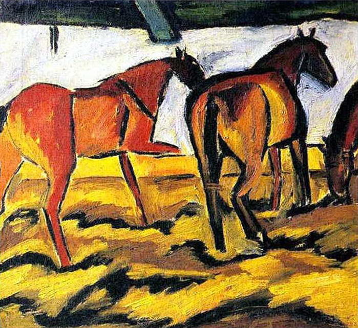WikiOO.org - Enciclopedia of Fine Arts - Pictura, lucrări de artă David Davidovich Burliuk - Horses