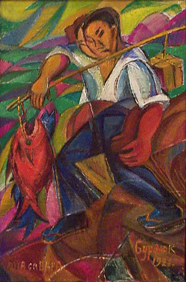 Wikioo.org - The Encyclopedia of Fine Arts - Painting, Artwork by David Davidovich Burliuk - Japan fisherman