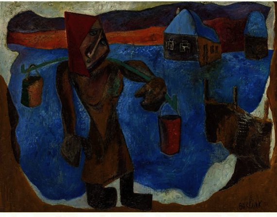 Wikioo.org - The Encyclopedia of Fine Arts - Painting, Artwork by David Davidovich Burliuk - At the siberian village
