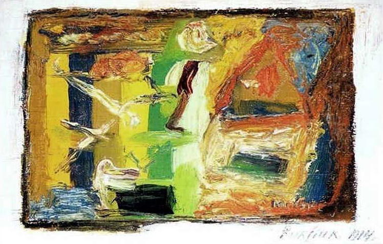 Wikioo.org - The Encyclopedia of Fine Arts - Painting, Artwork by David Davidovich Burliuk - Abstract Composition