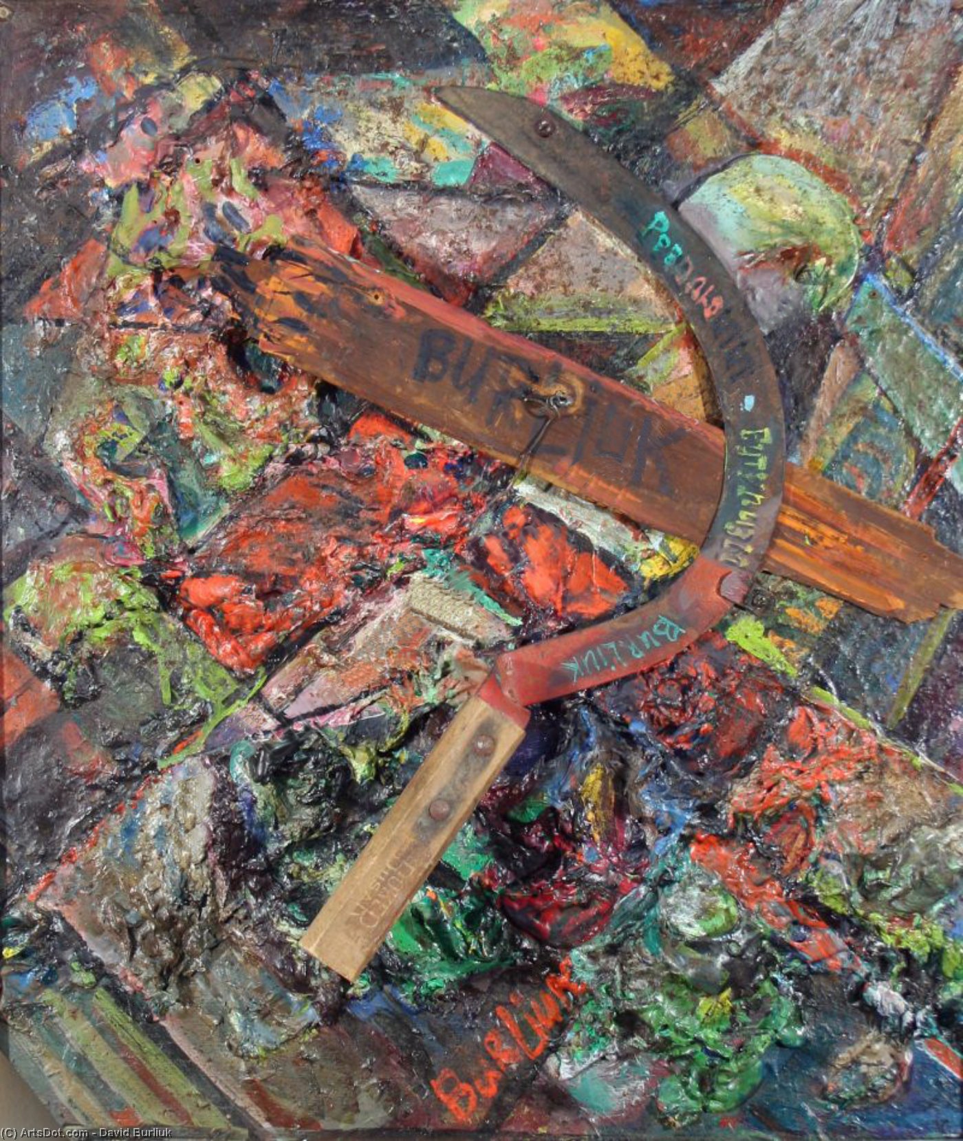 Wikioo.org - The Encyclopedia of Fine Arts - Painting, Artwork by David Davidovich Burliuk - Composition with sickle