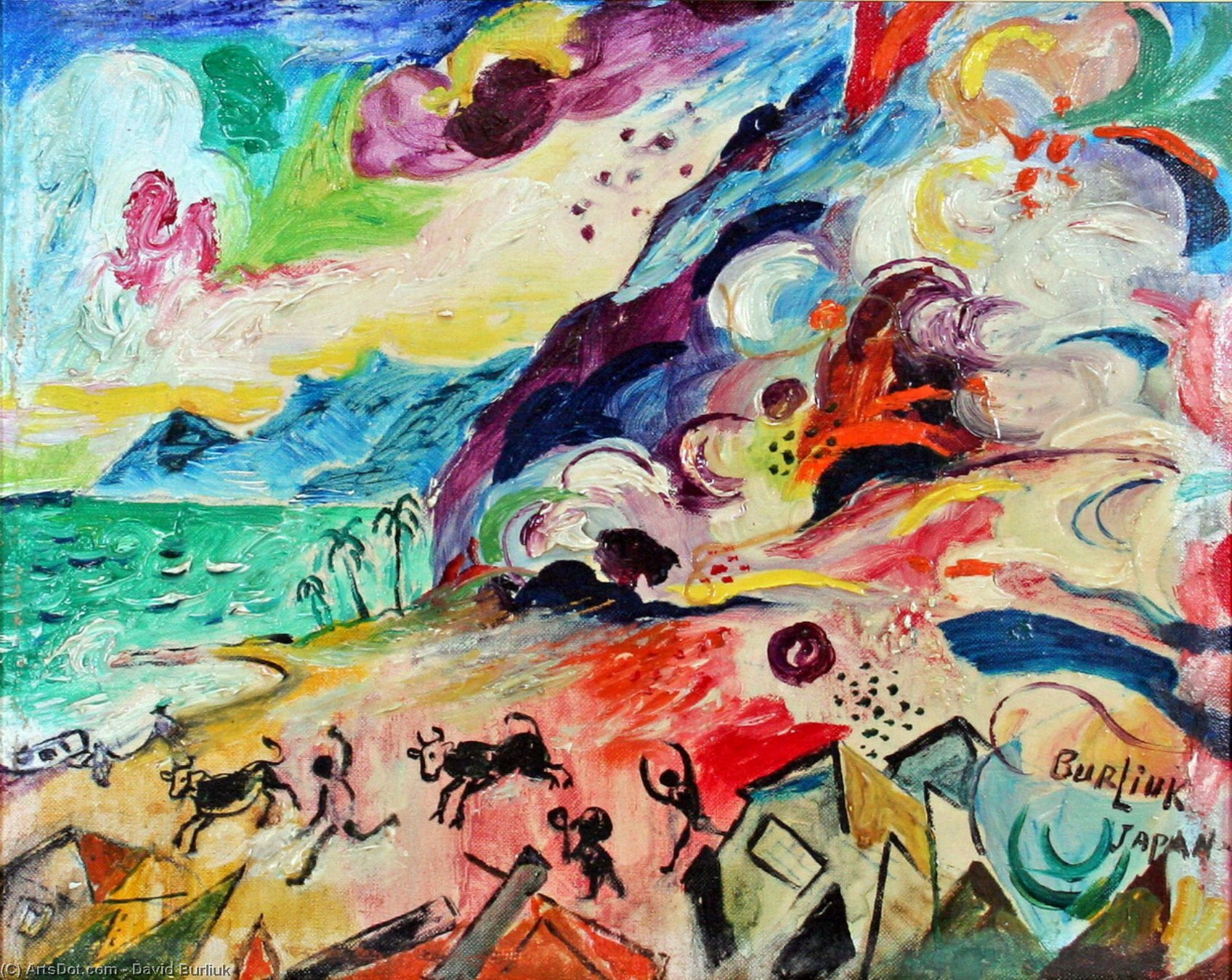 Wikioo.org – La Enciclopedia de las Bellas Artes - Pintura, Obras de arte de David Davidovich Burliuk - en playa Japón