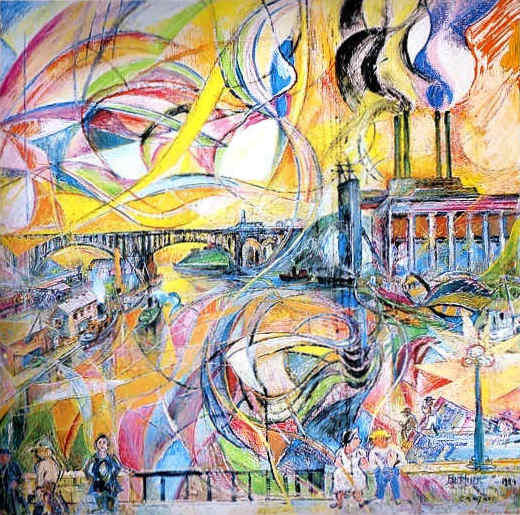 Wikioo.org - Bách khoa toàn thư về mỹ thuật - Vẽ tranh, Tác phẩm nghệ thuật David Davidovich Burliuk - Harlem River