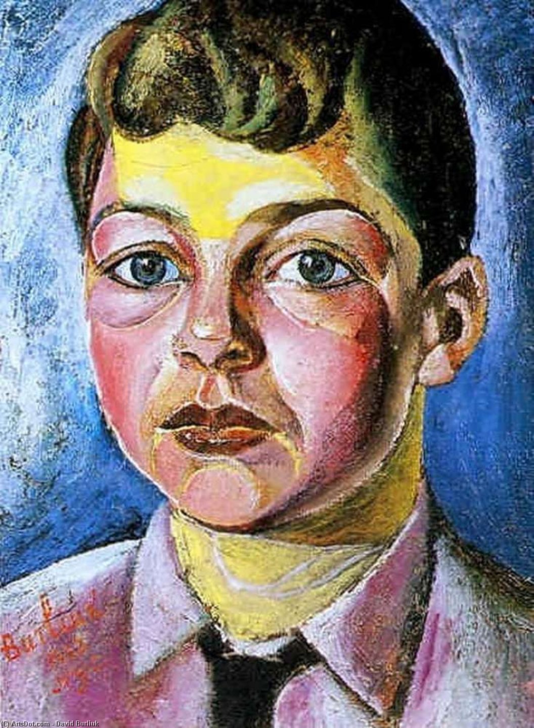 WikiOO.org - 백과 사전 - 회화, 삽화 David Davidovich Burliuk - Portrait of Nicolas, the Artist's Son
