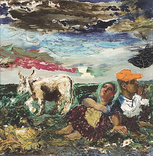 Wikioo.org - The Encyclopedia of Fine Arts - Painting, Artwork by David Davidovich Burliuk - Peasant couple