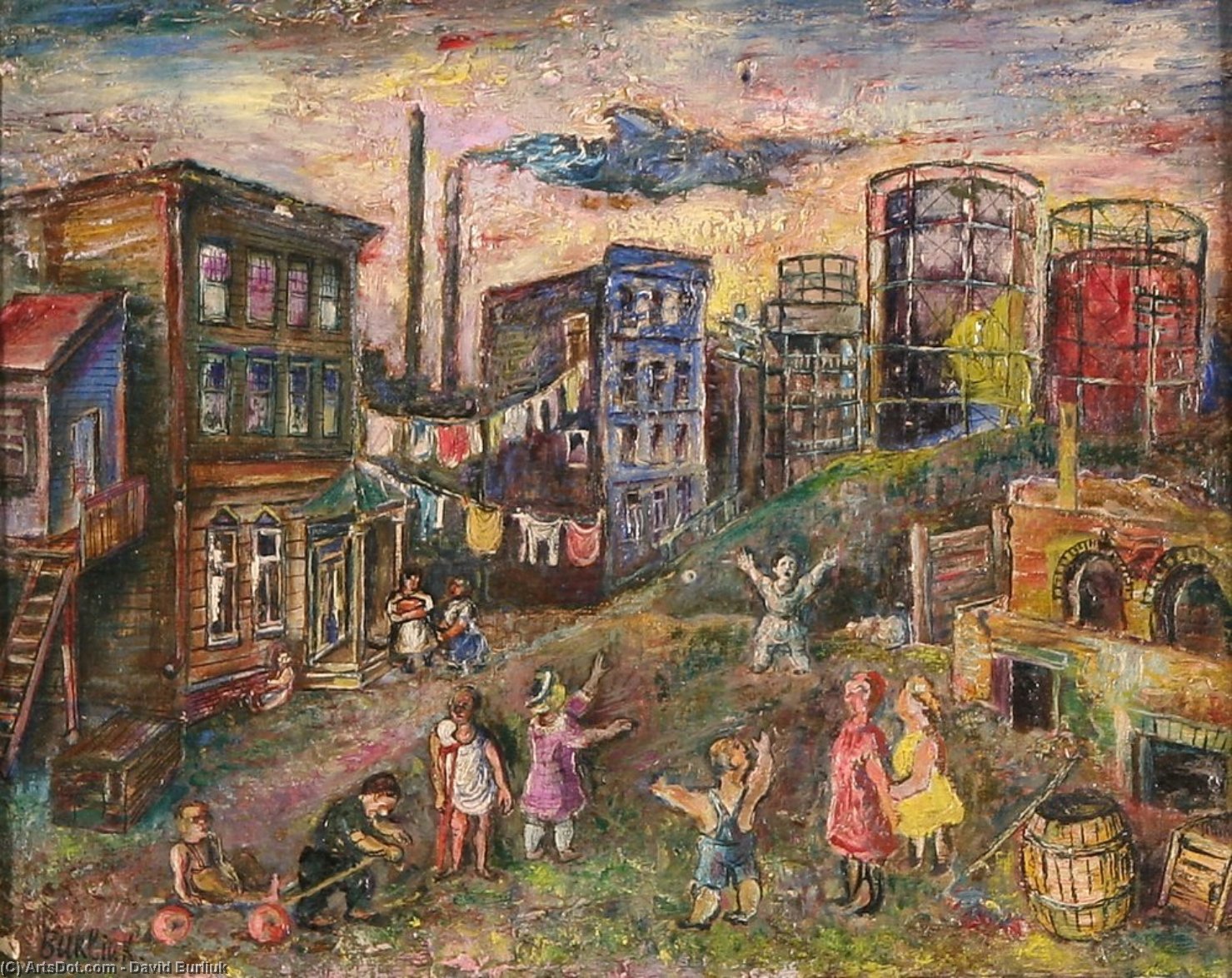 Wikioo.org - Die Enzyklopädie bildender Kunst - Malerei, Kunstwerk von David Davidovich Burliuk - Der rand stadt ( Bronx )