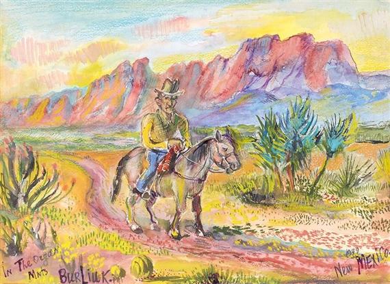 Wikioo.org - The Encyclopedia of Fine Arts - Painting, Artwork by David Davidovich Burliuk - Cowboy in the Organ mountains, New Mexico