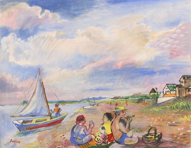 Wikioo.org - The Encyclopedia of Fine Arts - Painting, Artwork by David Davidovich Burliuk - Day on the Beach, Hamptons, Long Island