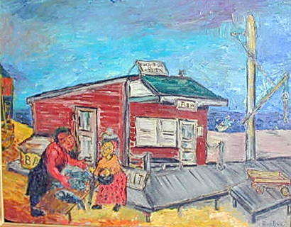 Wikioo.org - The Encyclopedia of Fine Arts - Painting, Artwork by David Davidovich Burliuk - Lobster Shack, Long Island