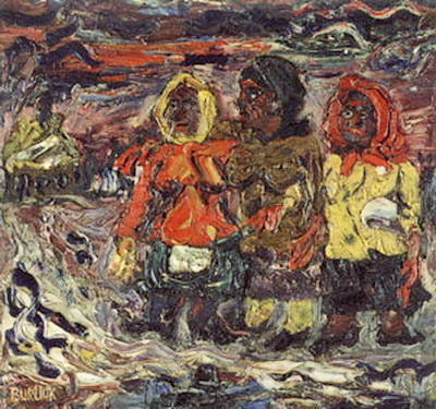 Wikioo.org - The Encyclopedia of Fine Arts - Painting, Artwork by David Davidovich Burliuk - Three peasants