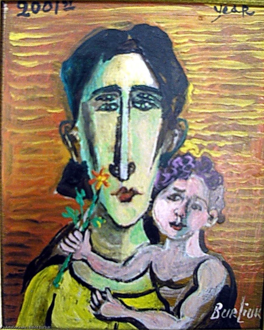 Wikioo.org - The Encyclopedia of Fine Arts - Painting, Artwork by David Davidovich Burliuk - Woman with child