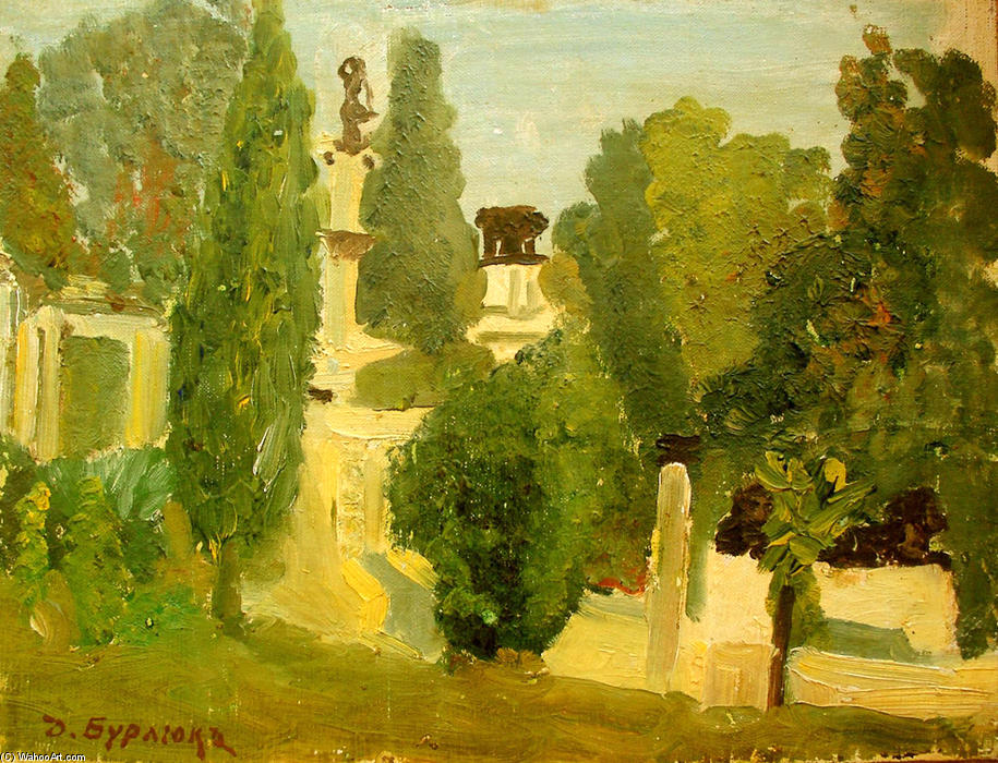Wikioo.org - The Encyclopedia of Fine Arts - Painting, Artwork by David Davidovich Burliuk - In a park