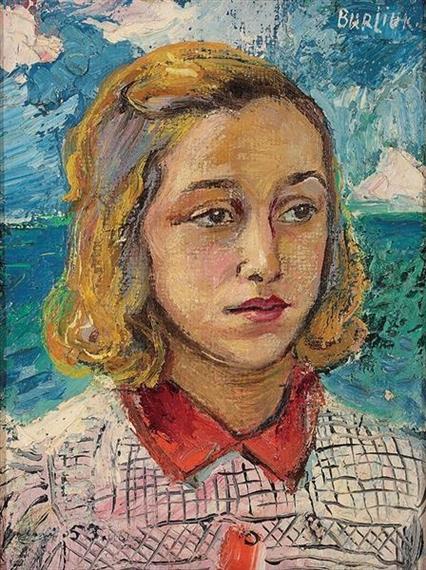 Wikioo.org - The Encyclopedia of Fine Arts - Painting, Artwork by David Davidovich Burliuk - Portrait of a young woman