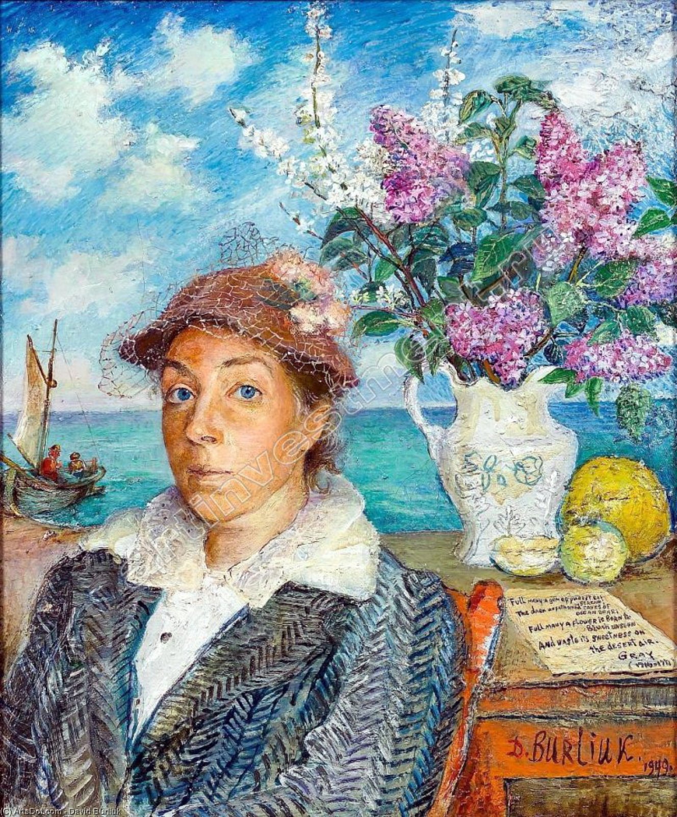 Wikioo.org - The Encyclopedia of Fine Arts - Painting, Artwork by David Davidovich Burliuk - Marusia by the sea