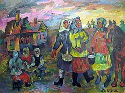Wikioo.org - The Encyclopedia of Fine Arts - Painting, Artwork by David Davidovich Burliuk - Village at Slobozhanschina