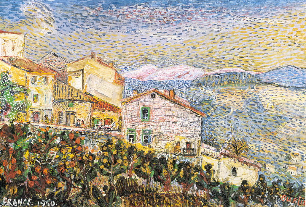 Wikioo.org - The Encyclopedia of Fine Arts - Painting, Artwork by David Davidovich Burliuk - French town