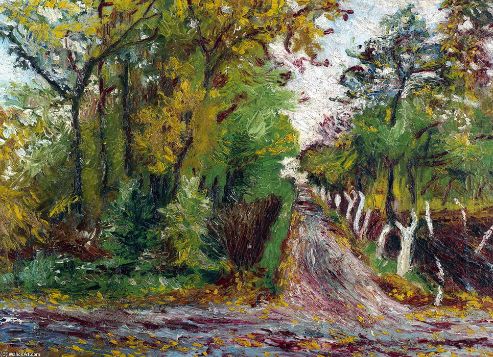 Wikioo.org - The Encyclopedia of Fine Arts - Painting, Artwork by David Davidovich Burliuk - Forest Pathway