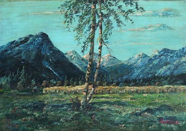 Wikioo.org - The Encyclopedia of Fine Arts - Painting, Artwork by David Davidovich Burliuk - Mountain Landscape