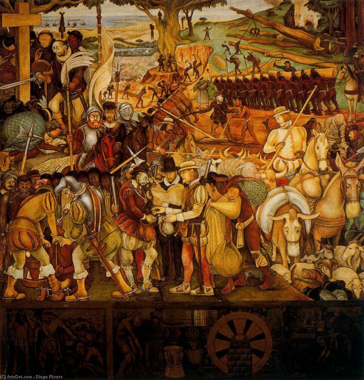 Wikioo.org - The Encyclopedia of Fine Arts - Painting, Artwork by Diego Rivera - Colonisation, 'The Great City of Tenochtitlan'