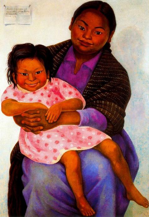 WikiOO.org - Encyclopedia of Fine Arts - Schilderen, Artwork Diego Rivera - Portrait of Madesta and Inesita