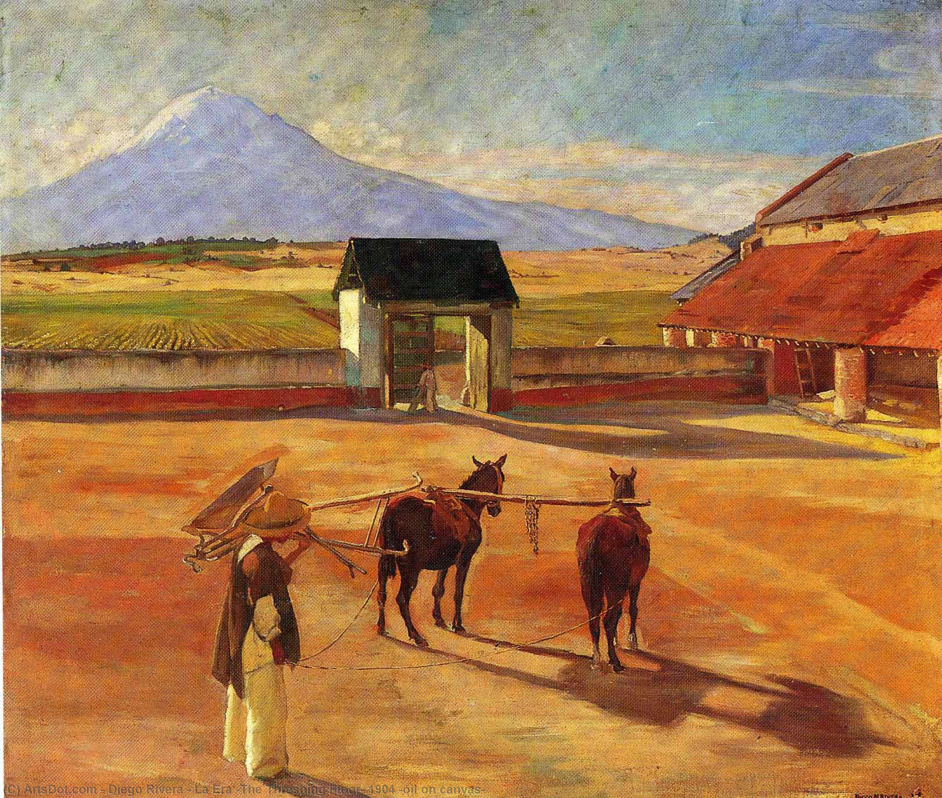 Wikioo.org – L'Enciclopedia delle Belle Arti - Pittura, Opere di Diego Rivera - La Era ( la trebbiatura floor ) 1904 ( olio su tela )