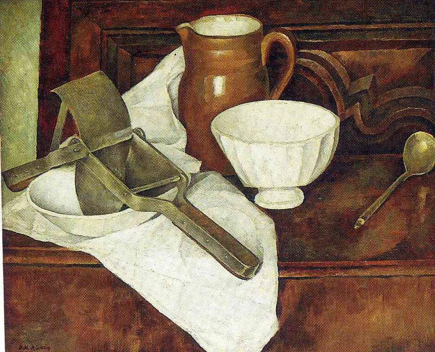 Wikioo.org - The Encyclopedia of Fine Arts - Painting, Artwork by Diego Rivera - Still Life with Ricer also known as Still Life with Garlic Press