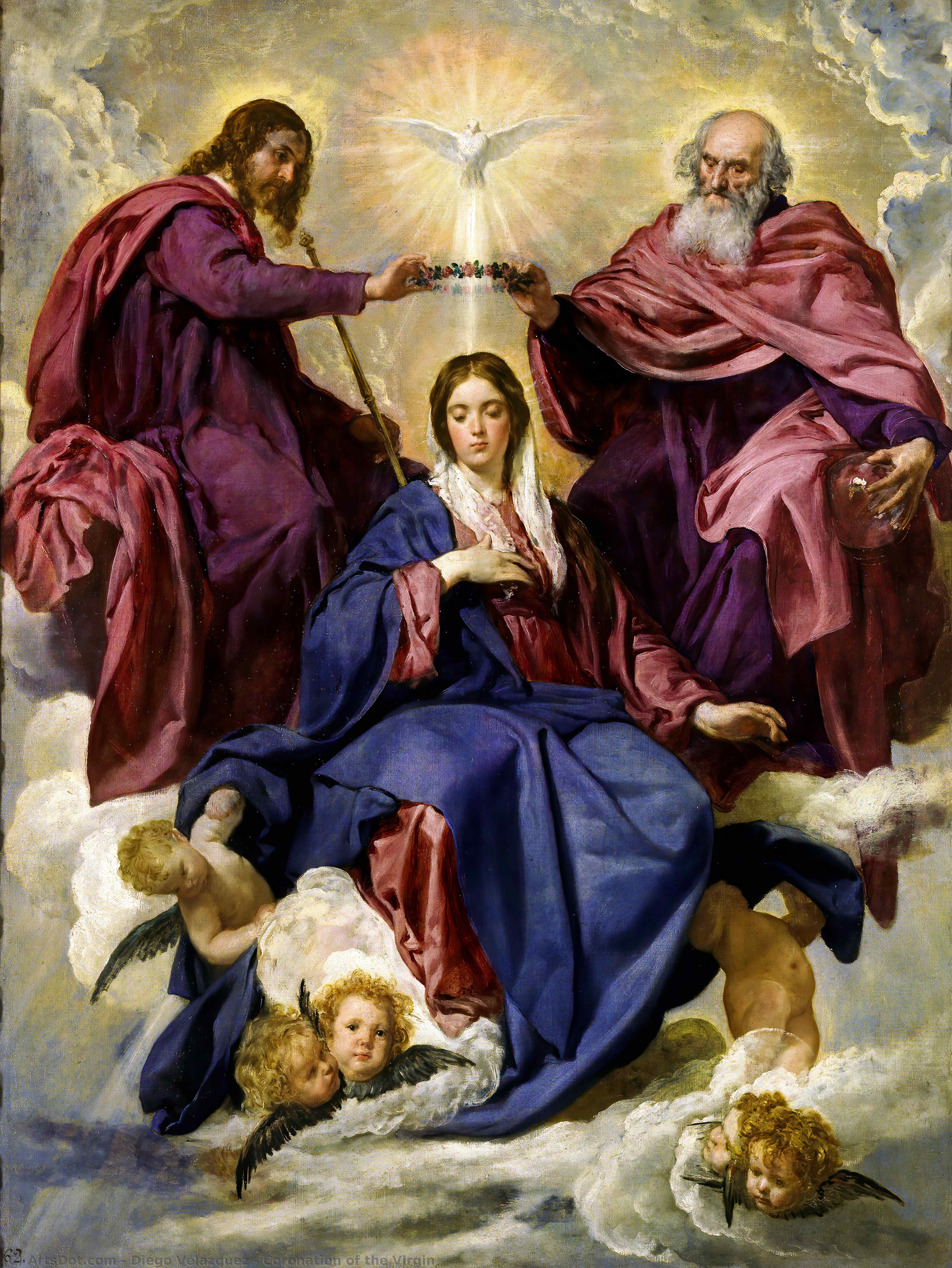 Wikioo.org - Bách khoa toàn thư về mỹ thuật - Vẽ tranh, Tác phẩm nghệ thuật Diego Velazquez - Coronation of the Virgin